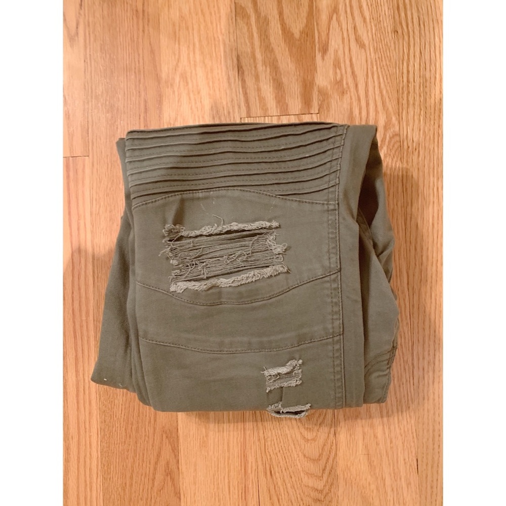 H&M Green ripped jeans
